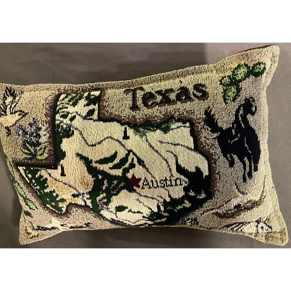 2 Bluebonnet Trail 16X16 Texas Lone Star State 12X8 Tapestry Throw/Lumbar Pillow